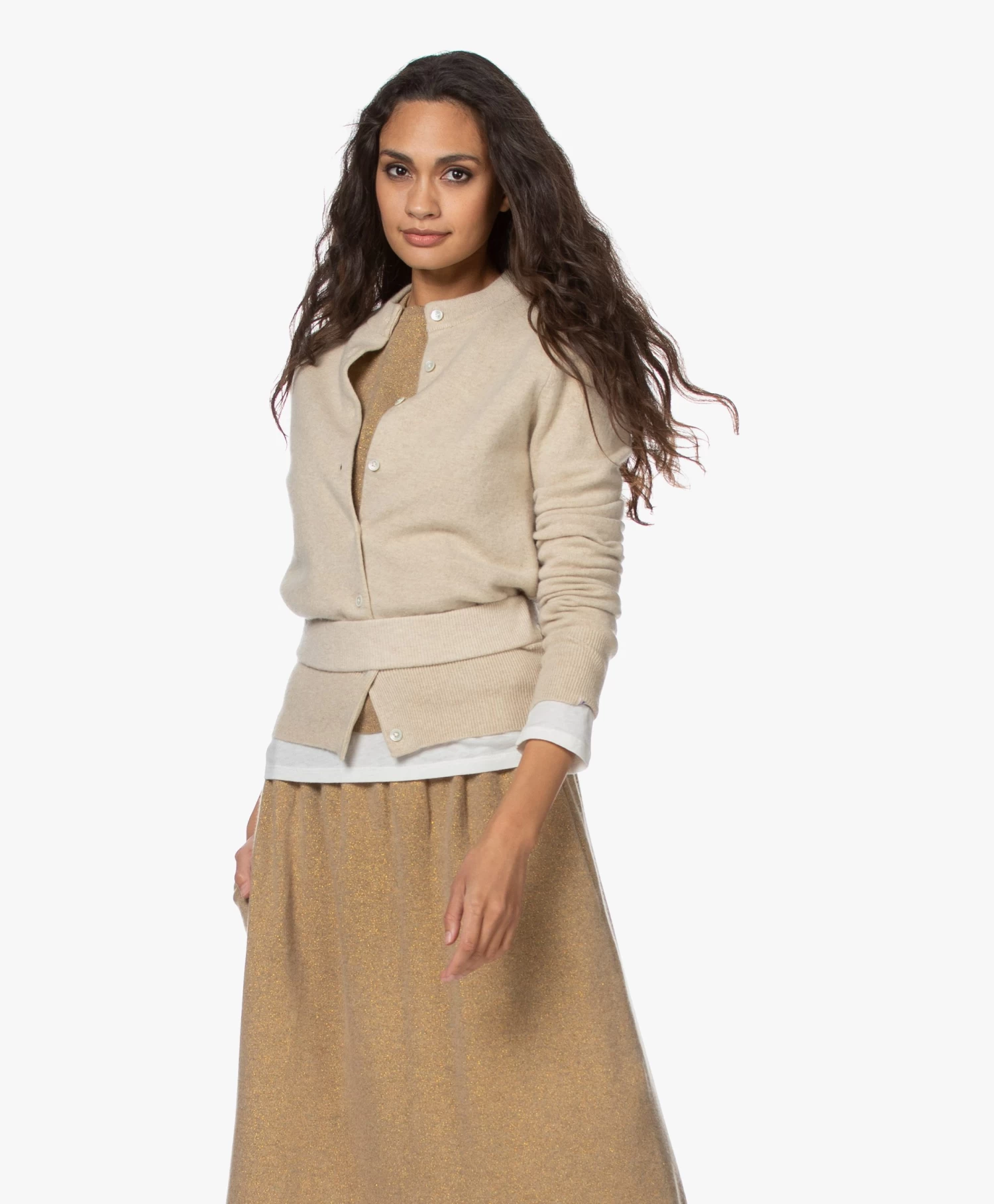 Extreme Cashmere N°132 Fijn Gebreide Elastische Cashmere Tailleriem - Latte 10 Extreme Cashmere N°132 Fijn Gebreide Elastische Cashmere Tailleriem - Latte - Afbeelding 10