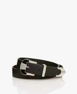 Anine Bing Waylon Leren Western Riem - Zwart/Zilver