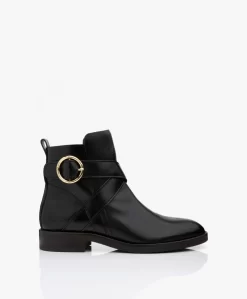 See By Chloé Lyna Leren Enkellaarzen - Zwart