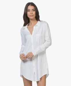 Hanro Cotton Deluxe Jersey Boyfriend Pyjamashirt - Wit -Kleding Series Winkel 181220 HANRO Cotton Deluxe Jersey Boyfriend Pyjamashirt Wit 73
