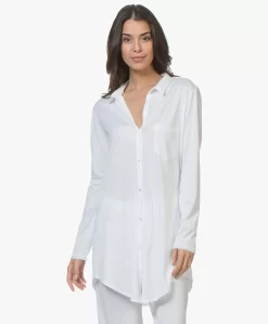 Hanro Cotton Deluxe Jersey Boyfriend Pyjamashirt - Wit -Kleding Series Winkel 181220 HANRO Cotton Deluxe Jersey Pyjamabroek Wit 13