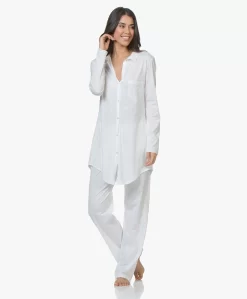 Hanro Cotton Deluxe Jersey Boyfriend Pyjamashirt - Wit -Kleding Series Winkel 181220 HANRO Cotton Deluxe Jersey Pyjamabroek Wit 27