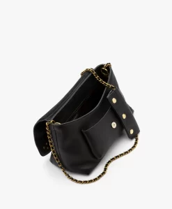 Jérôme Dreyfuss Jerome Dreyfuss Lulu M Leren Schouder/Cross-Body Tas - Zwart/Vintage Goud -Kleding Series Winkel 191014 Jerome Dreyfuss Lulu M Tas Black 04 scaled