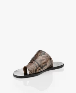 Atp Atelier Rosa Leren Slippers Met Slangenprint - Bruin -Kleding Series Winkel 191114 ATP Atelier Rosa Printed Snake Brown 06 scaled