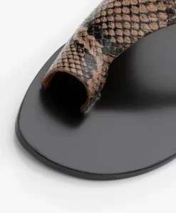 Atp Atelier Rosa Leren Slippers Met Slangenprint - Bruin -Kleding Series Winkel 191114 ATP Atelier Rosa Printed Snake Brown 07 scaled