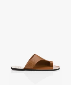 Atp Atelier Rosa Gestructureerde Leren Slippers - Bruin