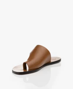 Atp Atelier Rosa Gestructureerde Leren Slippers - Bruin -Kleding Series Winkel 191114 ATP Atelier Rosa Printed Watersnake Brown 06 scaled