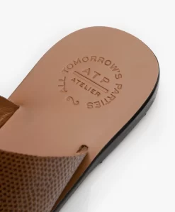 Atp Atelier Rosa Gestructureerde Leren Slippers - Bruin -Kleding Series Winkel 191114 ATP Atelier Rosa Printed Watersnake Brown 08 scaled