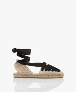 Castañer Jean Espadrille Sandalen - Ivoor/Zwart