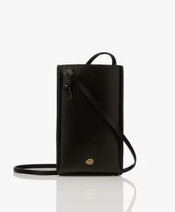 By Malene Birger Aya Leren Telefoontasje - Zwart