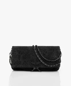 Zadig & Voltaire Rock Leo Suède Schoudertas/Clutch - Zwart