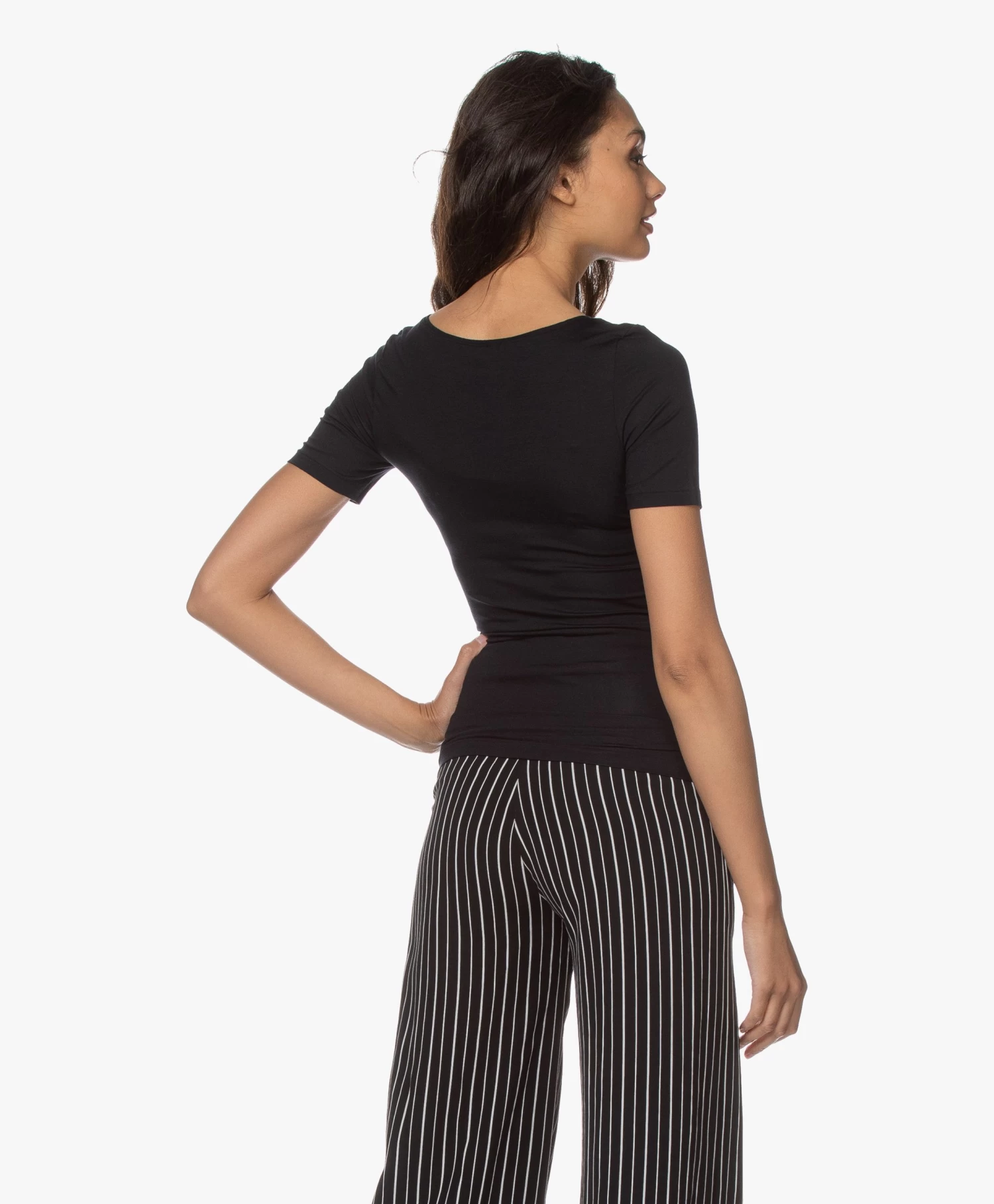 Hanro Soft Touch Modal T-Shirt - Zwart 4 Hanro Soft Touch Modal T-Shirt - Zwart - Afbeelding 4