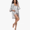 By Dariia Day Mulberry Zijden Kimono - Zilvergrijs