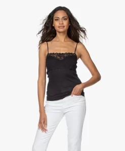 Hanro Katoenen Moments Spaghetti Top - Zwart