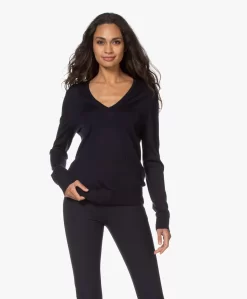 Joseph Merino Wollen V-Hals Trui - Navy