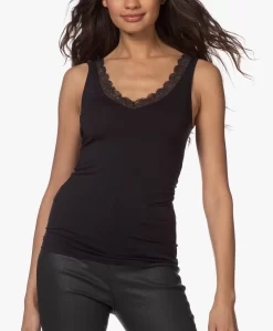 Hanro Cotton Lace V-Hals Top - Zwart -Kleding Series Winkel 201215 6924f32d 0c14 4598 a6a9 4be5671466fa scaled