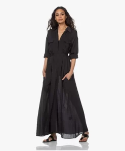 Su Paris Raya Crêpe Chiffon Blousejurk - Zwart