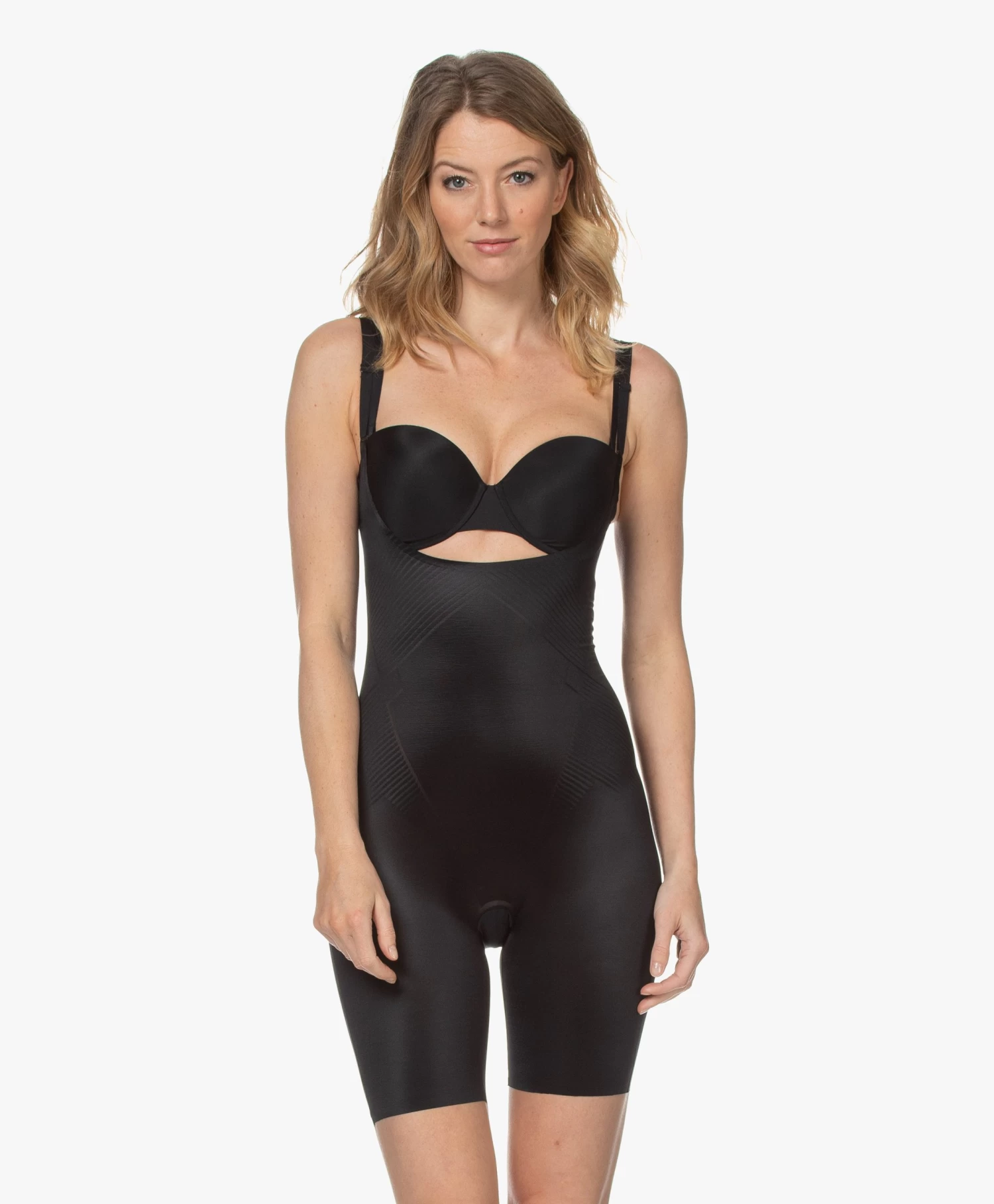 Spanx® Thinstincts 2.0 Open-Bust Mid-Thigh Body - Zwart 8 Spanx® Thinstincts 2.0 Open-Bust Mid-Thigh Body - Zwart - Afbeelding 8