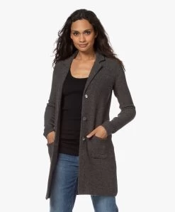 Belluna Seatle Lang Gebreid Blazervest - Antraciet Mêlee