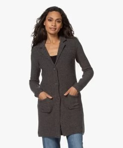 Belluna Seatle Lang Gebreid Blazervest - Antraciet Mêlee -Kleding Series Winkel 210810 6db63314 a744 4c0f 8a8c 5eab5fdb78f6