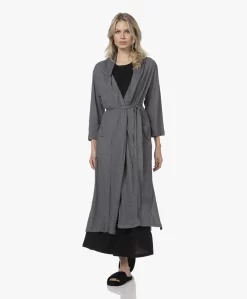 Skin Carina Pima Katoenen Jersey Badjas - Donkergrijs Mêlee