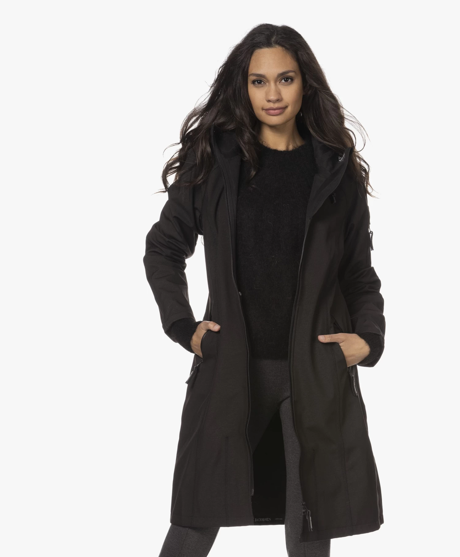 Ilse Jacobsen Rain37L Lange Softshell Regenjas - Zwart 11 Ilse Jacobsen Rain37L Lange Softshell Regenjas - Zwart - Afbeelding 11