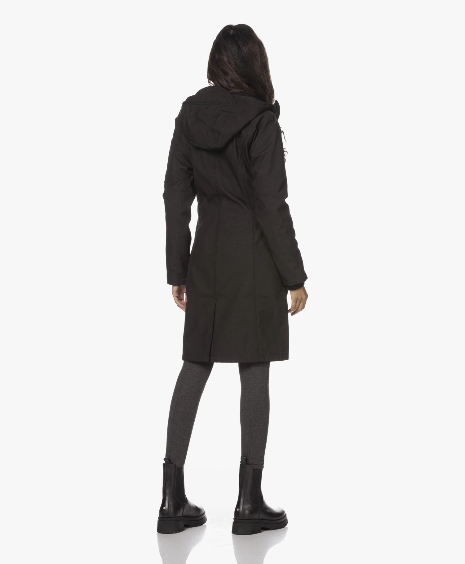 Ilse Jacobsen Rain37L Lange Softshell Regenjas - Zwart 4 Ilse Jacobsen Rain37L Lange Softshell Regenjas - Zwart - Afbeelding 4