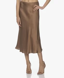 Resort Finest Frivo Satijnen Midi Rok - Camel