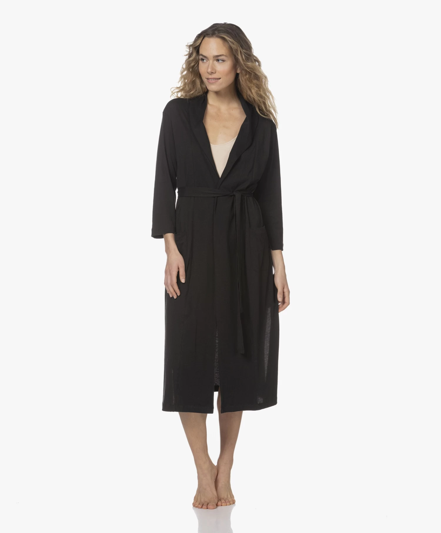 Skin Carina Pima Katoenen Jersey Badjas - Zwart 9 Skin Carina Pima Katoenen Jersey Badjas - Zwart - Afbeelding 9