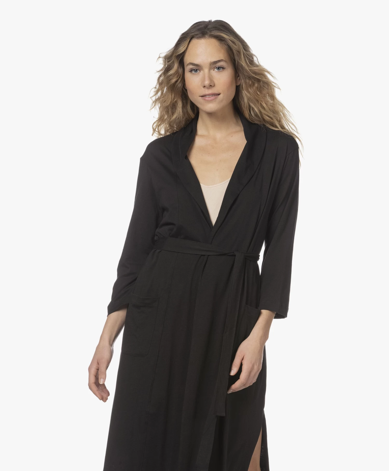 Skin Carina Pima Katoenen Jersey Badjas - Zwart 12 Skin Carina Pima Katoenen Jersey Badjas - Zwart - Afbeelding 12