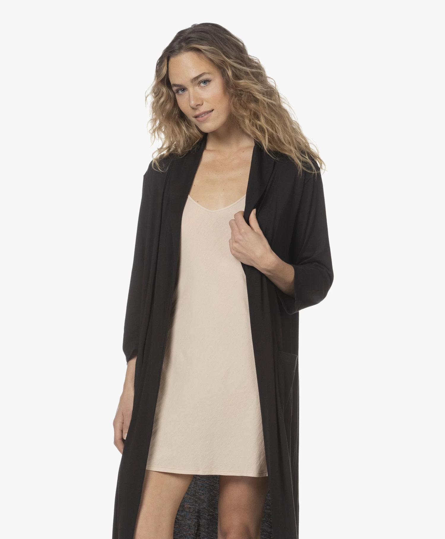 Skin Carina Pima Katoenen Jersey Badjas - Zwart 8 Skin Carina Pima Katoenen Jersey Badjas - Zwart - Afbeelding 8