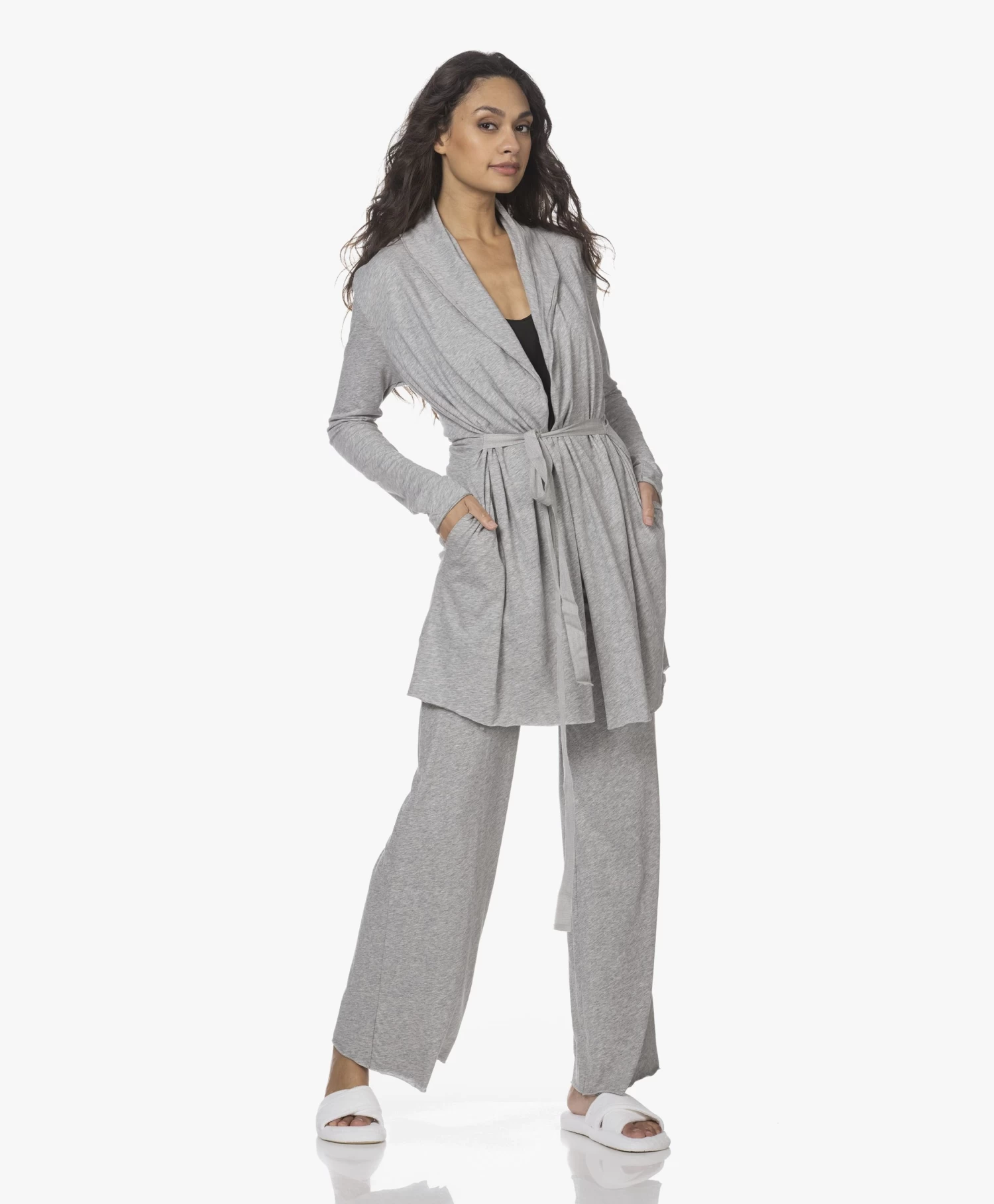 Skin Dubbellaagse Jersey Wijde Pijpen Broek - Grijs Mêlee 8 Skin Dubbellaagse Jersey Wijde Pijpen Broek - Grijs Mêlee - Afbeelding 8