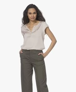 Repeat Zijden Blouse Met Kapmouwen - Beige