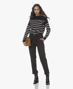 Plein Publique Le Marin Merino Gestreepte Trui Met Knopen - Zwart/Ivoor 14 Plein Publique Le Marin Merino Gestreepte Trui Met Knopen - Zwart/Ivoor -Kleding Series Winkel 220111 f136a9de 6512 42eb 8975 3fcc7be73297