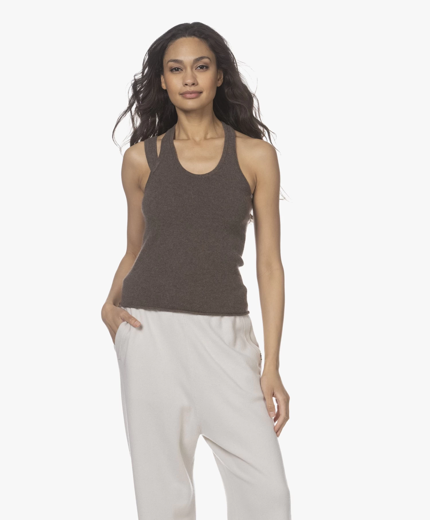 Extreme Cashmere N°222 Raver Asymmetrische Tanktop - Wood 1 Extreme Cashmere N°222 Raver Asymmetrische Tanktop - Wood