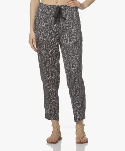 Plein Publique La Levande Viscose Print Broek - Donkerblauw/Beige