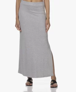 Japantky Ryoko Modal Rib Jersey Maxi Rok - Grijs Mêlee