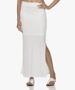 Japantky Ryoko Modal Rib Jersey Maxi Rok - Panna