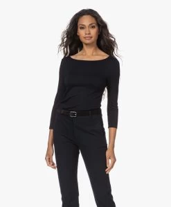 Majestic Filatures Adele T-Shirt Met Driekwart Mouwen - Marine -Kleding Series Winkel 220804 1aca5390 6880 49e9 9c49 bdb43b5d4090