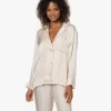 Love Stories Blue Moon Satijnen Seersucker Pyjama Blouse - Off-White
