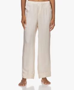 Love Stories Weekend Satijnen Seersucker Pyjama Broek - Off-White