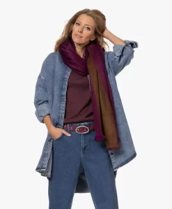 Alpaca Loca Handgemaakte Alpaca Two-Tone Sjaal - Violet/Chocolate Brown