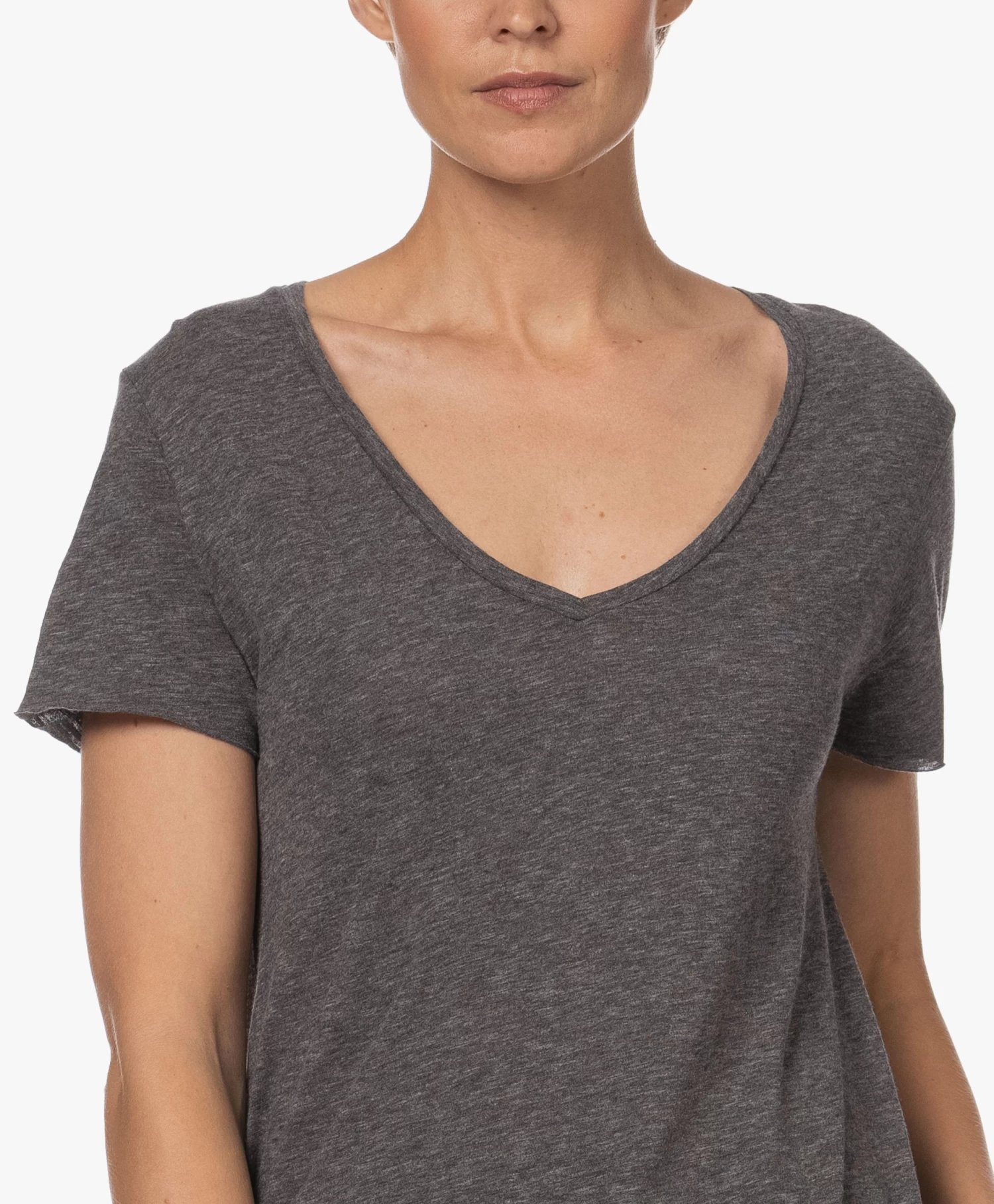 American Vintage Jacksonville V-Hals T-Shirt - Charcoal Melange 7 American Vintage Jacksonville V-Hals T-Shirt - Charcoal Melange - Afbeelding 7