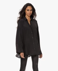 By Malene Birger Derris Biologisch Zijden Overhemdblouse - Zwart