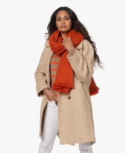 Alpaca Loca Handgemaakte Uni Sjaal In Alpaca - Steenrood