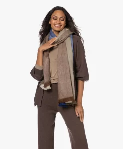 Alpaca Loca Handgemaakte Alpaca Gestreepte Sjaal - Cobalt Blue/Natural