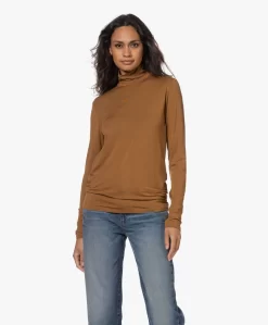 Plein Publique La Bambi Bamboe Colshirt Met Lange Mouwen - Camel