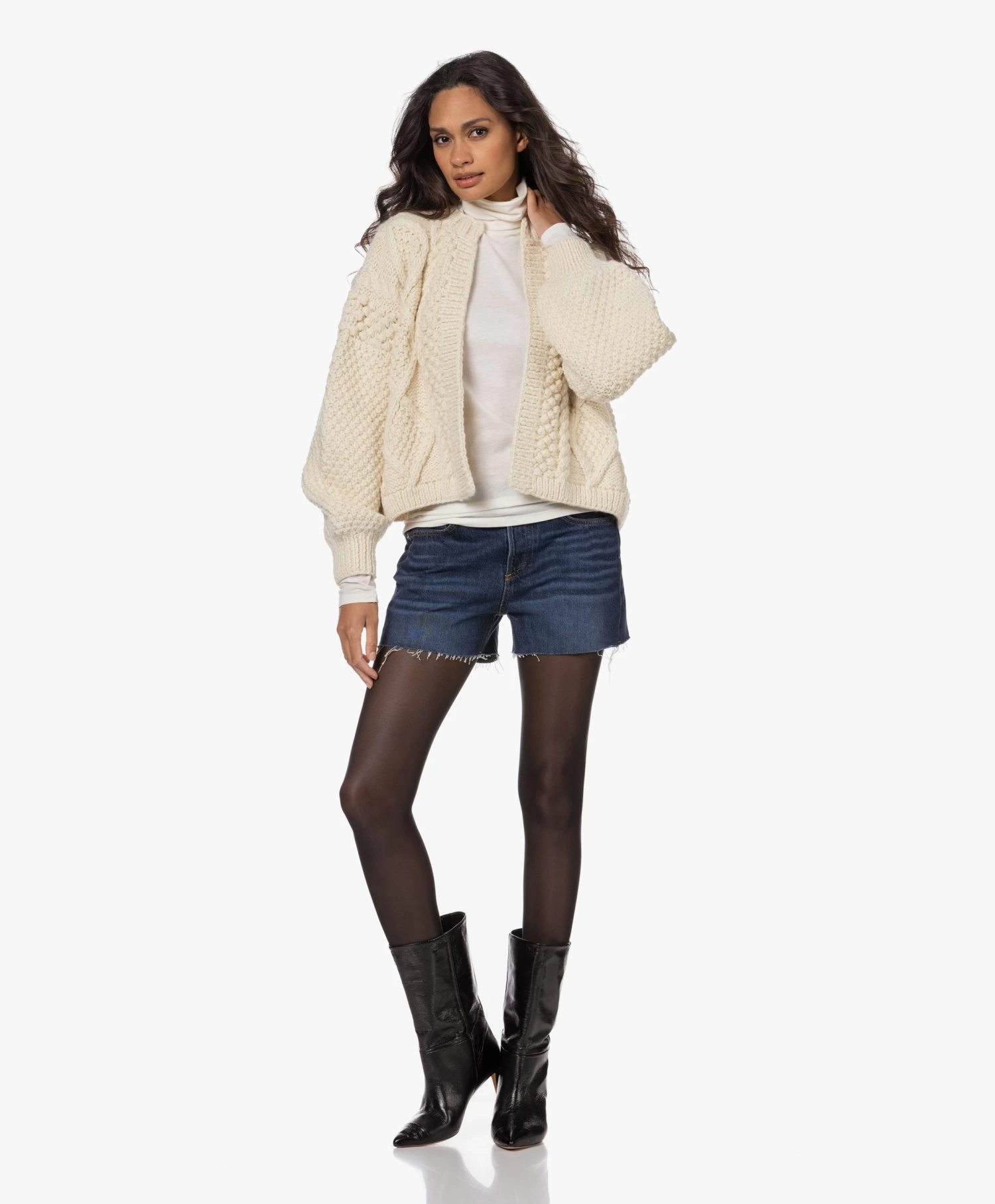 Resort Finest Katoen-Cashmere Colshirt - Ecru 13 Resort Finest Katoen-Cashmere Colshirt - Ecru - Afbeelding 13