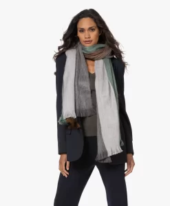 Alpaca Loca Handgemaakte Alpaca Gestreepte Sjaal - Bruin/Mint/Grijs