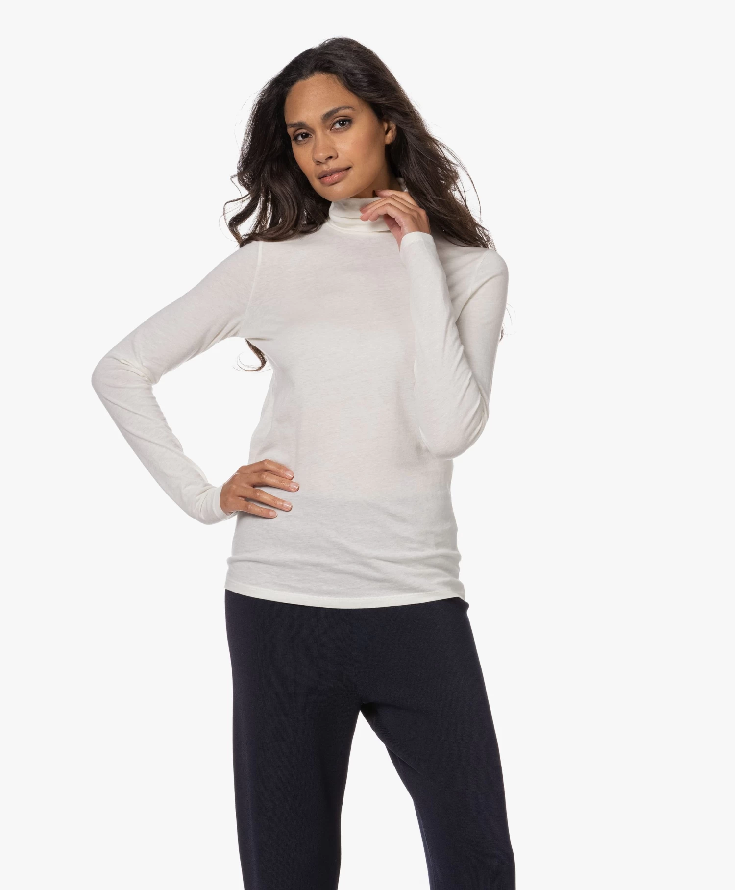 Resort Finest Katoen-Cashmere Colshirt - Ecru 1 Resort Finest Katoen-Cashmere Colshirt - Ecru